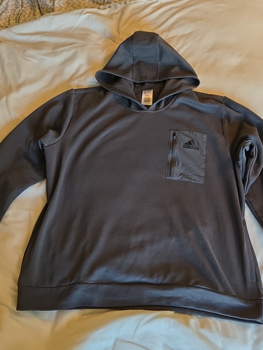 adidas Men's Charcoal Hoodie with Zippered Chest Pocket